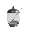 Glass Jam Jar Pewter Lid w/Spoon