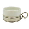 Porcelain Tea Coffee Cup 250 cc. & Saucer 16 cm / Pewter D-Ring House