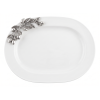 Porcelain Oval Tray w/ Pewter Olive Branch Décor