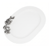 Porcelain Oval Tray w/ Pewter Olive Branch Décor