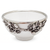 Porcelain Rice Bowl w/Pewter  Olive Branch  Décor