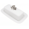 Porcelain Butter Dish w/ Pewter Olive Branch Knob