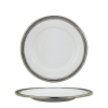 Porcelain Wide Rim Plate 20.5 cms. / Pewter Decorate