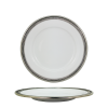 Porcelain Wide Rim Plate 20.5 cms. / Pewter Decorate