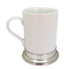 Ceramic Mug H: 12 cms. w/Pewter Line Base