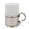 Porcelain Ceramic Tea Cup Pewter Décor