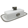 Porcelain Butter Dish / Pewter Decorate