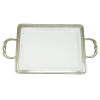Porcelain Rect Tray w/ Pewter Decor  32 cms.
