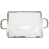 Porcelain Rect Tray w/ Pewter Decor  34 cms.