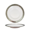 Porcelain Wide Rim Plate 20.5 cms. / Pewter Baroque Decorate