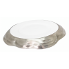 Procelain Wide Rim Plate w/ Pewter Décor