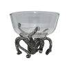 Glass Bowl Pewter Octopus Base