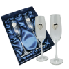 Pair of Champagne Flutes w/Pewter Hearts set in Giftbox