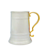 Pewter Beer Tankard, GOLD Handle LGE._Royal Finish