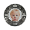 Pewter  Stork Birth Record and Photo Frame Round