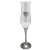 Champagne Flute Pewter Stem and Heart Plaque