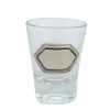 Shot Glass with Pewter Plaque