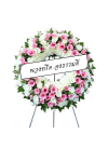พวงหรีดดอกไม้สด 100 เซนติเมตรสีขาวชมพู