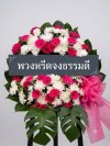 พวงหรีดดอกไม้สด 80 เซนติเมตรสีขาวชมพูบานเย็น