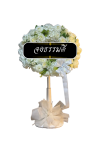 พวงหรีดพัดลม 16 นิ้ว ดอกไม้ประดิษฐ์ เกรด A ดอกไม้ขาว ดอกไม้รอบ