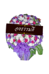พวงหรีดดอกไม้สด 80 เซนติเมตรสีม่วงขาว