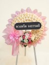 พวงหรีดกระดาษ พวงหรีดดอกไม้จันทน์ สีชมพูขาว2