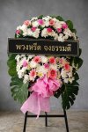 พวงหรีดดอกไม้สด 80 เซนติเมตรสีขาว ชมพู