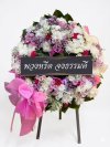 พวงหรีดดอกไม้สด 80 เซนติเมตรสีขาวม่วง