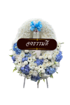 พวงหรีดรูปวงรี ขาวฟ้า