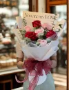 LOVE036 ช่อดอกกุหลาบสีแดงและ ชมพู 8 ดอก