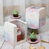 BJN กล่องเค้ก 1/2P สูง หน้าต่างวีเชฟ 15x15x18 cm. ลายวอเตอร์คัลเลอร์ (20ชิ้น/แพค)