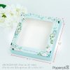 BK22W-046 กล่องบราวนี่ 15 x 15.5 x 4 ซม. ดอกไม้สีฟ้า (20กล่อง)
