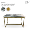 Luxury dining table with natural marble top gold stainless steel legs