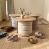 โต๊ะสตูลอเนกประสงค์ 3-in-1 ดีไซน์มินิมอล (Coffee Table &amp; Hidden Stools) รหัส BR1018
