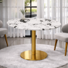 Selena Dining Table โต๊ะหินขาเดี่ยวดีไซน์โมเดิร์น ฐานทองพรีเมียม