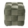 Stool Velvet เก้าอี้สตูลทรงลูกบาศก์ บุด้วยผ้ากำมะหยี่เนื้อเนียนนุ่ม ดีไซน์บุนวมลายสานให้มิติหรูหรา