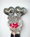 Glam Silver Balloon & Pink Rose Luxe Bouquet **customizable*