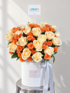 Luxe Corporate Orange Spray Rose White Flower Box