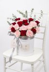 Red & Pink Rose Premium White Flower Box