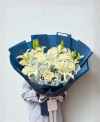 Luxe Grand White Lily & Rose Navy Bouquet