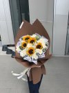 Sunflower & Cream Rose Brown Foam Wrapping Bouquet
