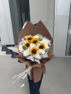 Sunflower & Cream Rose Brown Foam Wrapping Bouquet