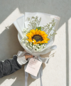 Single Bright Sunflower & Baby's Breath Bouquet