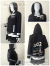 เสื้อรุ่น Custom2สี ดำ-ขาว แต่งเส้นชายเสื้อ/ข้อมือ แต่งธนูข้อมือแหลม