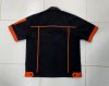 เสื้อช็อป Workshop shirt เอวจั๊ม ปกเชิ้ต สีดำ แต่งส้ม