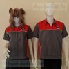 เสื้อช็อปปกเชิ้ต Uniform สีเทาเข้ม แต่งสีแดง ขลิบขาว