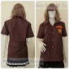 เสื้อช็อป Workshop shirt สีน้ำตาล แต่งส้ม เก็บเอวทรงสวย