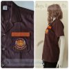 เสื้อช็อป Workshop shirt สีน้ำตาล แต่งส้ม เก็บเอวทรงสวย