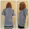 เสื้อช็อป Workshop shirt สีเทาอ่อนอมฟ้า เก็บเอวทรงสวย