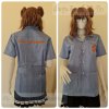 เสื้อช็อป Workshop shirt สีฟ้าอ่อนอมเทา เก็บเอวทรงสวย